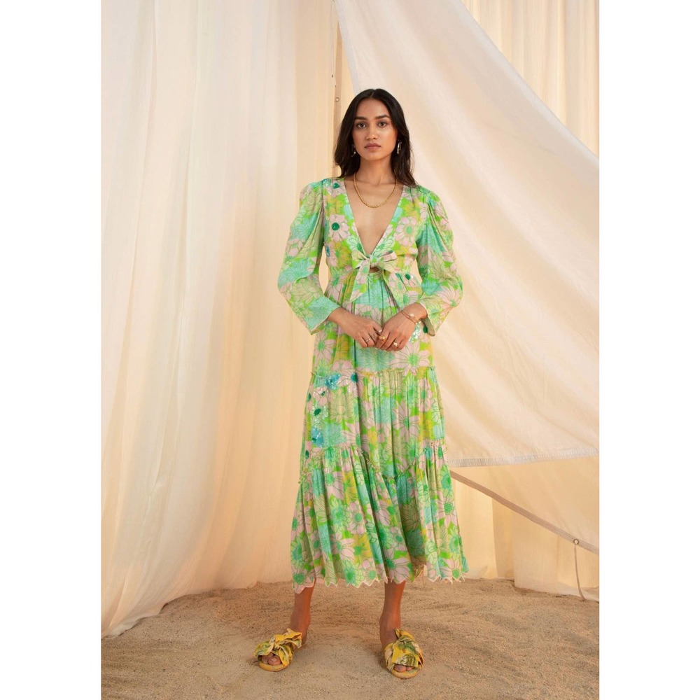 Hemant & Nandita Nadia Tiered Midi Dress Suze Medium